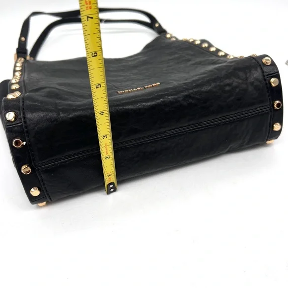 Michael Kors Black Studded Leather Hobo Bag - Picture 12 of 13